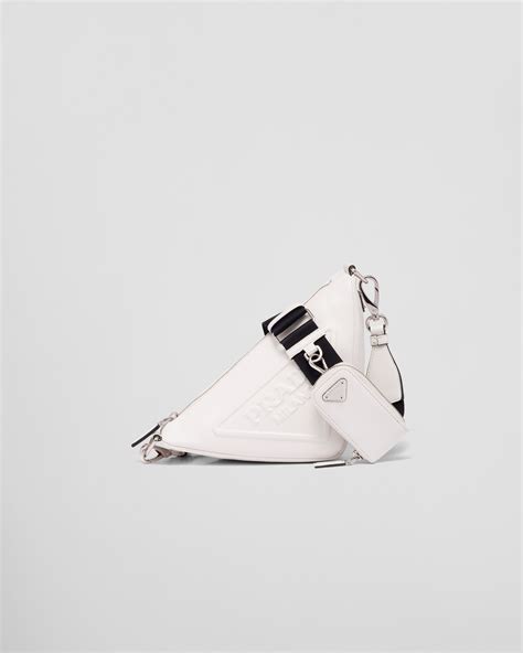 prada triangle white bag|Prada triangle shoulder bag.